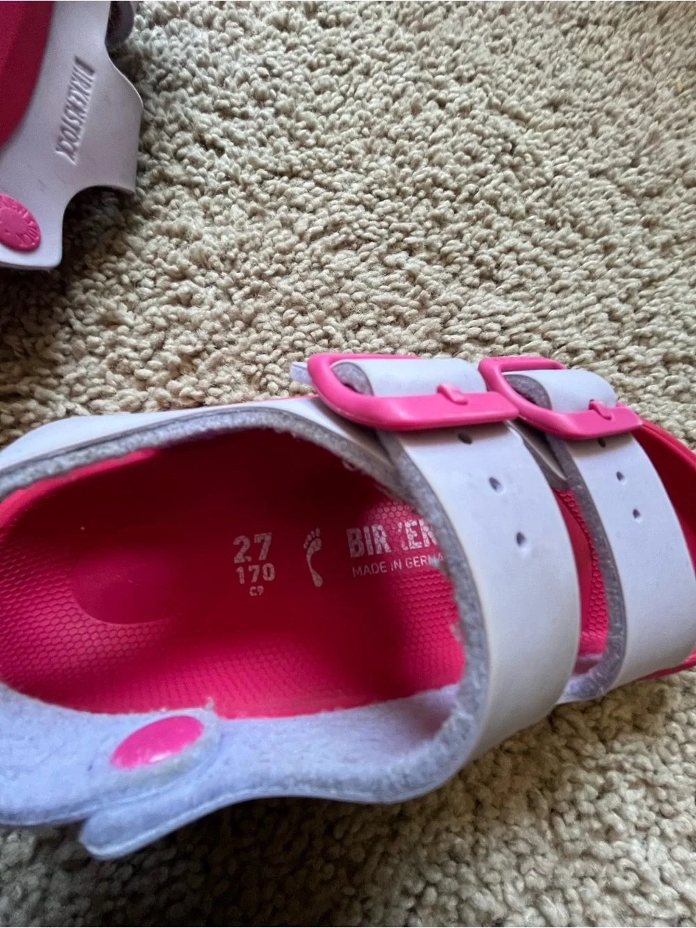 Birkenstock Kids Two-Strap Sandals in White and Pink